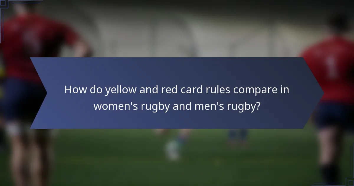 How do yellow and red card rules compare in women's rugby and men's rugby?